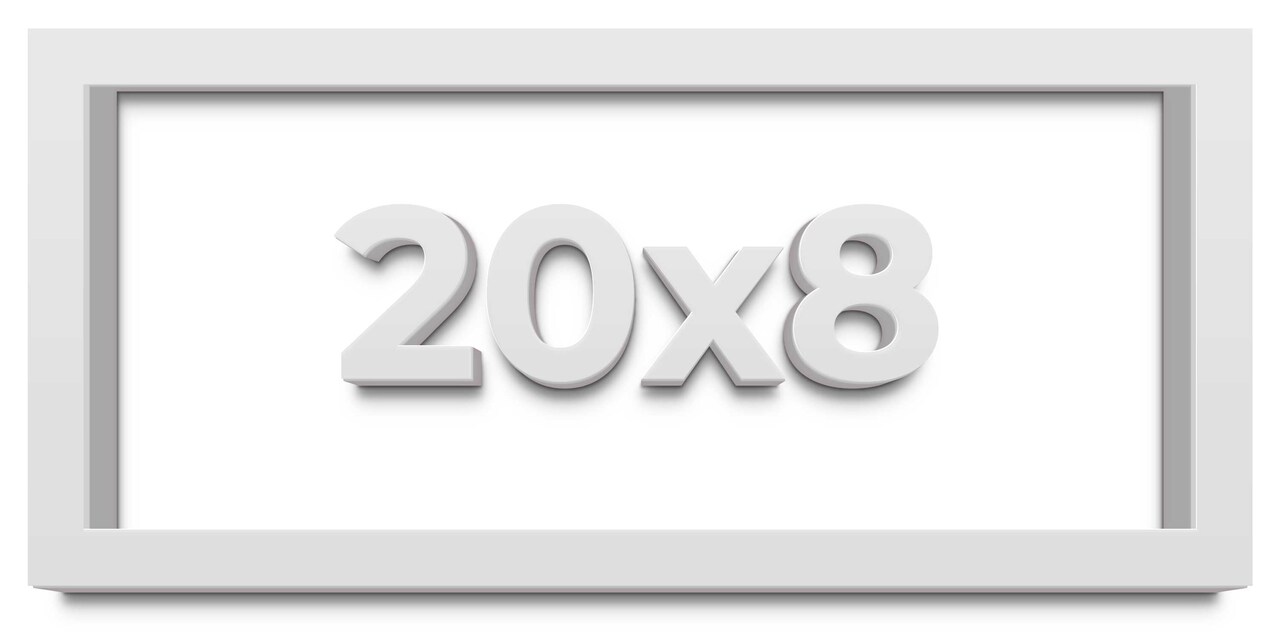 20x8 Slim Profile White Picture Frame - UV Acrylic, Foam Board Backing, Hanging Hardware